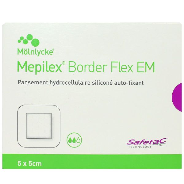 Mepilex Border Flex EM 10 pansements cellulaires 5x5cm