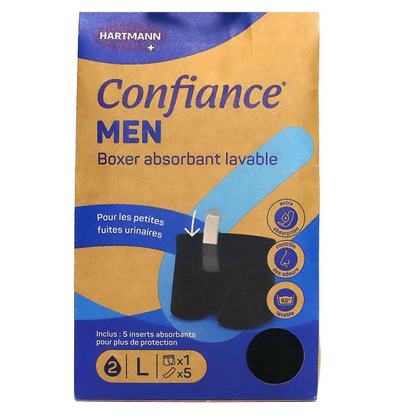 Confiance Men Boxer absorbant lavable 2 gouttes taille L