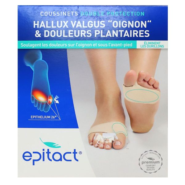 2 coussinets double protection Hallux Valgus et douleurs plantaires taille S