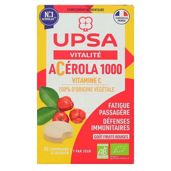 Vitalité acerola 1000 bio 30 comprimés à croquer