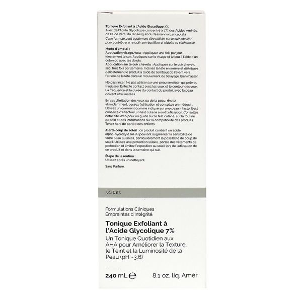 Tonique exfoliant à l'acide glycolique 7% 240ml