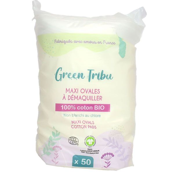 50 Maxi ovales à démaquiller 100% coton bio