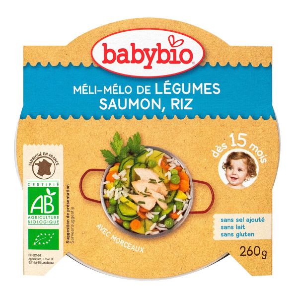 Assiette menu légumes saumon & riz 260g