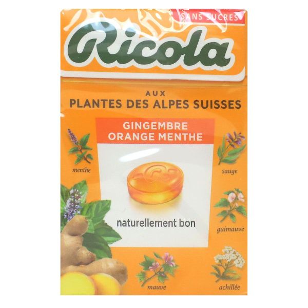 Pastilles à sucer Gimgembre Orange Menthe sans sucre 50g