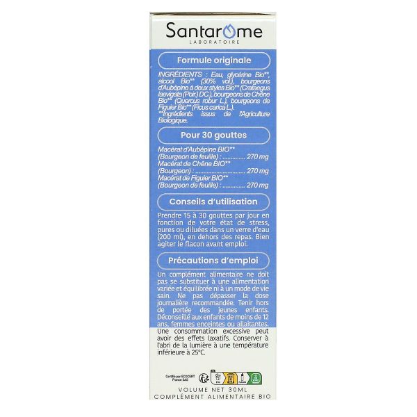 Stress macérats de bourgeons aubépine chêne figuier 30ml