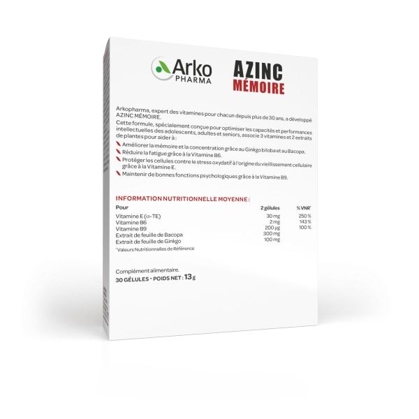 Azinc mémoire 30 gélules