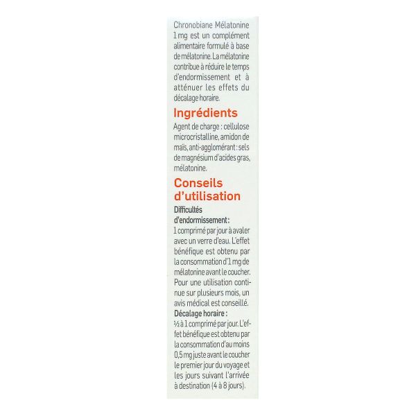 Chronobiane mélatonine 1mg 30 comprimés