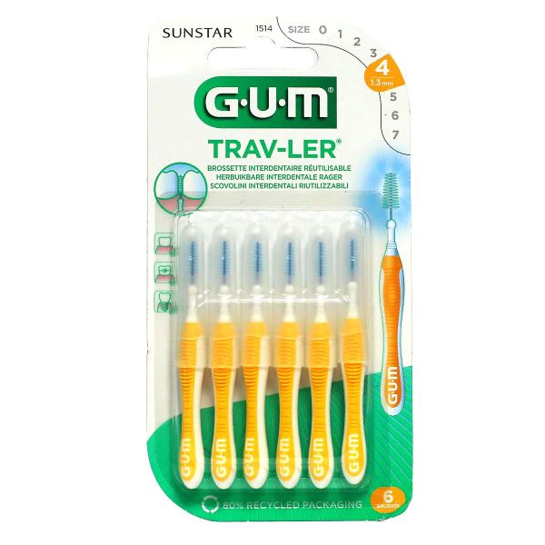 Trav-Ler 6 brossettes interdentaires réutilisables 1,3mm